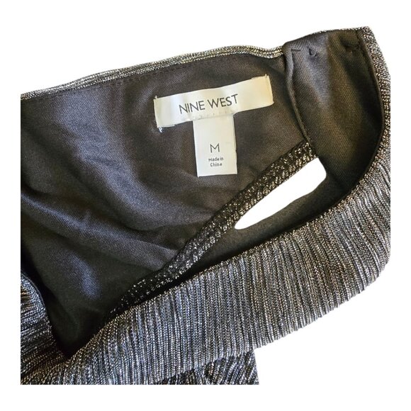 NINE WEST Shimmering Silver Chrome Halter Swing Dress sz - Picture 6 of 6